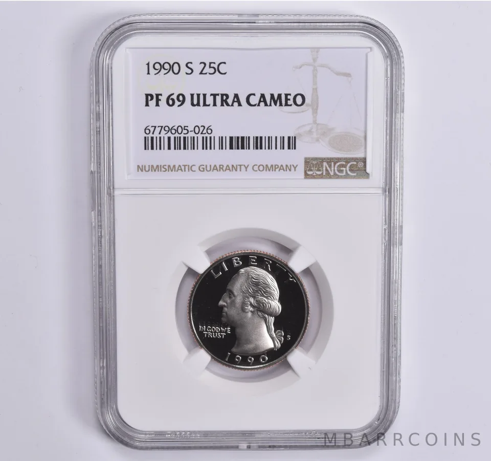 1990-S Washington Quarter PF69 UCam NGC Brown Lbl