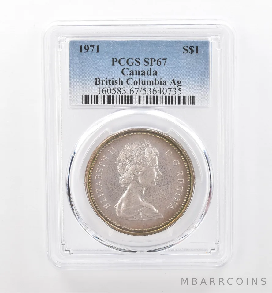 1971 Canada 1 Dollar Silver British Columbia SP67 PCGS Beautiful Tone *1908