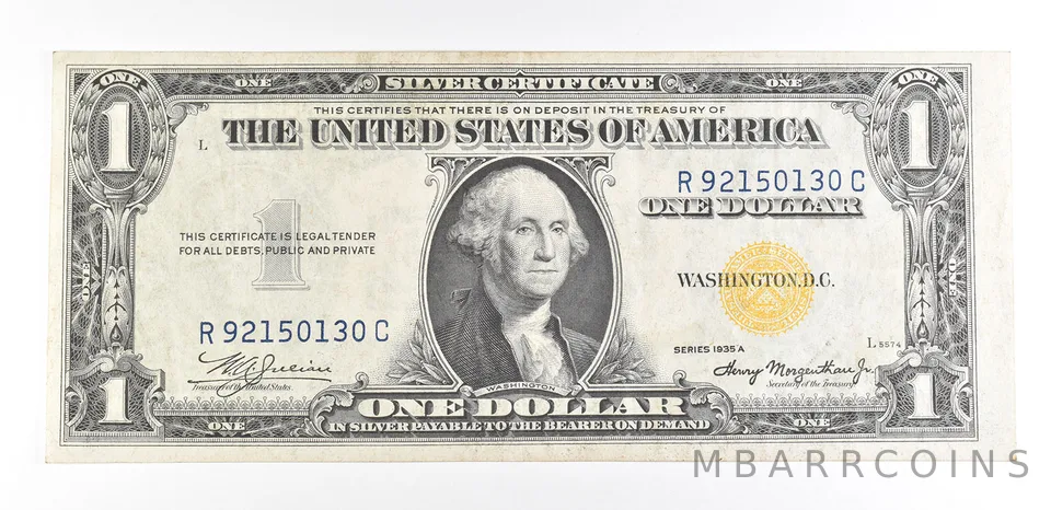 1935 A $1 Silver Certificate North Africa Yellow Seal Fr#2309 WWII *9381