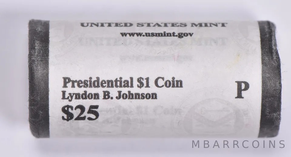 2015-P Lyndon Johnson Presidential $1 Coin Roll $25 Unc US Mint BU