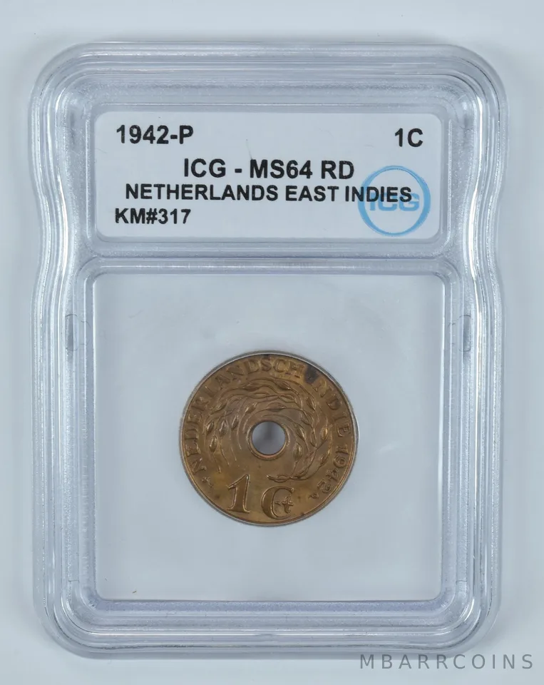 1942 P Netherlands East Indies 1 Cent KM#317 MS64 RD ICG *9457
