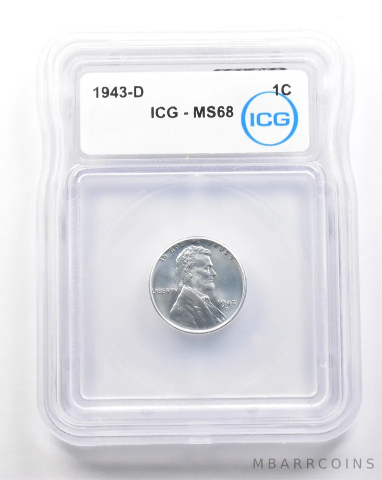1943-D Lincoln Wheat Cent MS68 ICG *7407