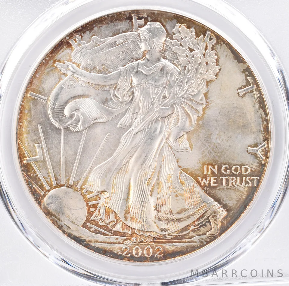 2002 American Silver Eagle MS66 PCGS Beautiful Tone *1416