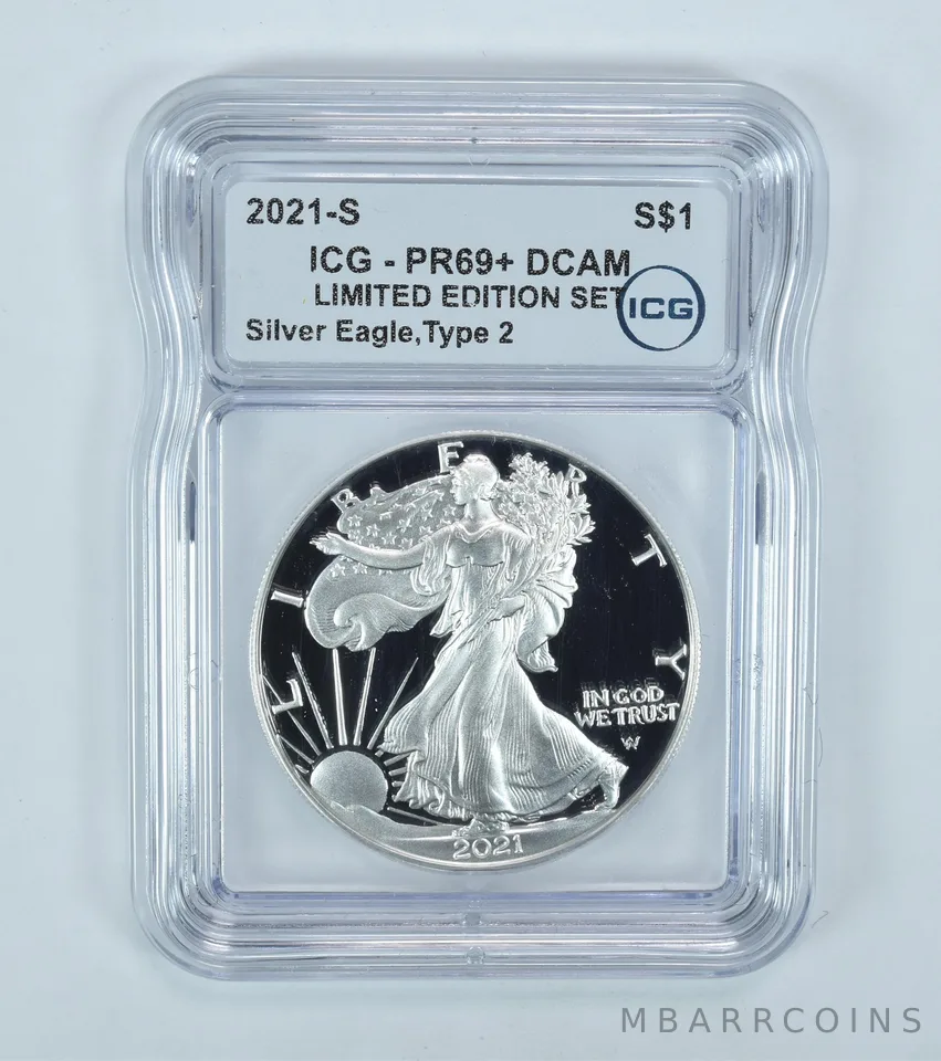 2021-S American Silver Eagle Type 2 Limited Edition Set PR69+ DCAM ICG