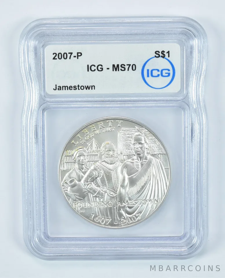 2007-P Jamestown Commemorative Silver Dollar MS70 ICG