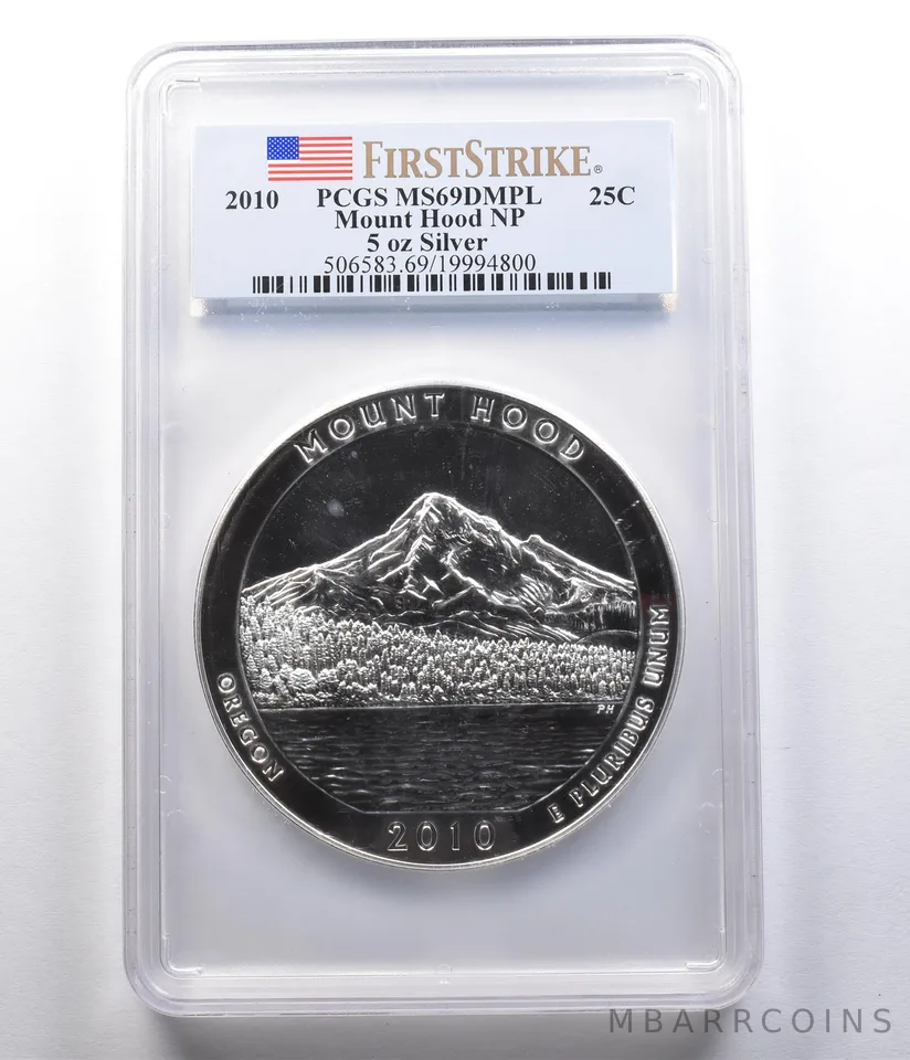 2010 5 Oz Silver ATB Quarter Mount Hood NP DMPL MS69 PCGS *2339