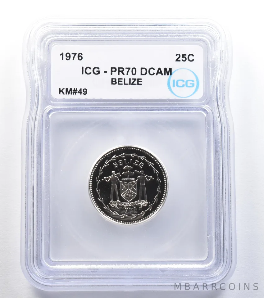 1976 Belize 25 Cents KM#49 PR70 DCAM ICG *7957