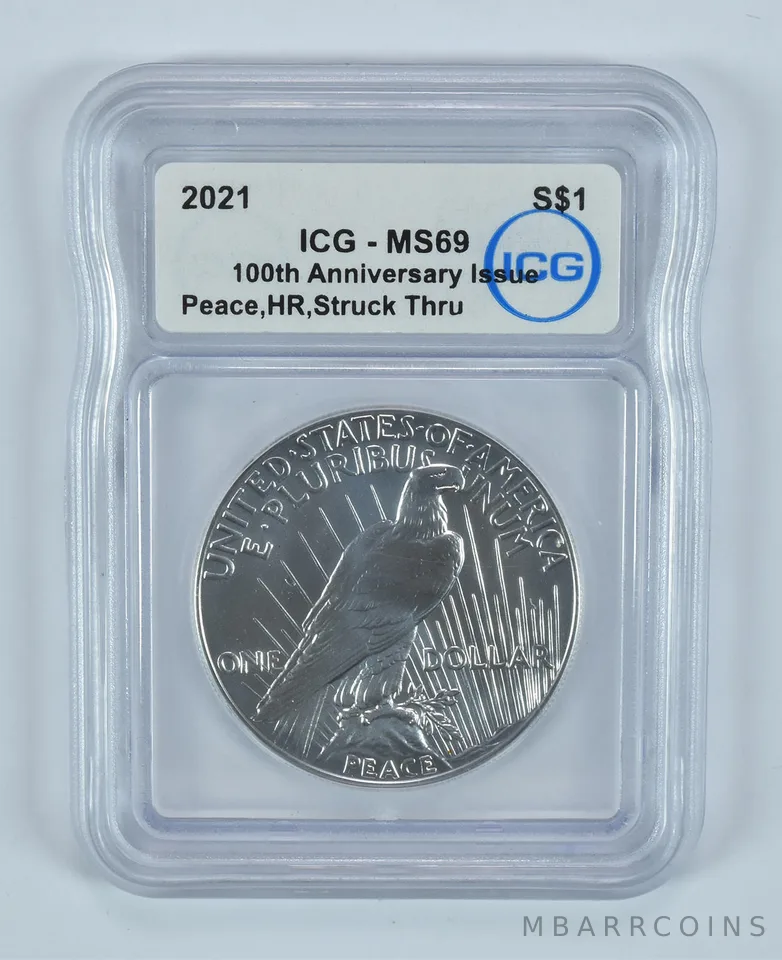 2021 Peace Silver Dollar High Relief Struck Thru MS69 ICG a9019