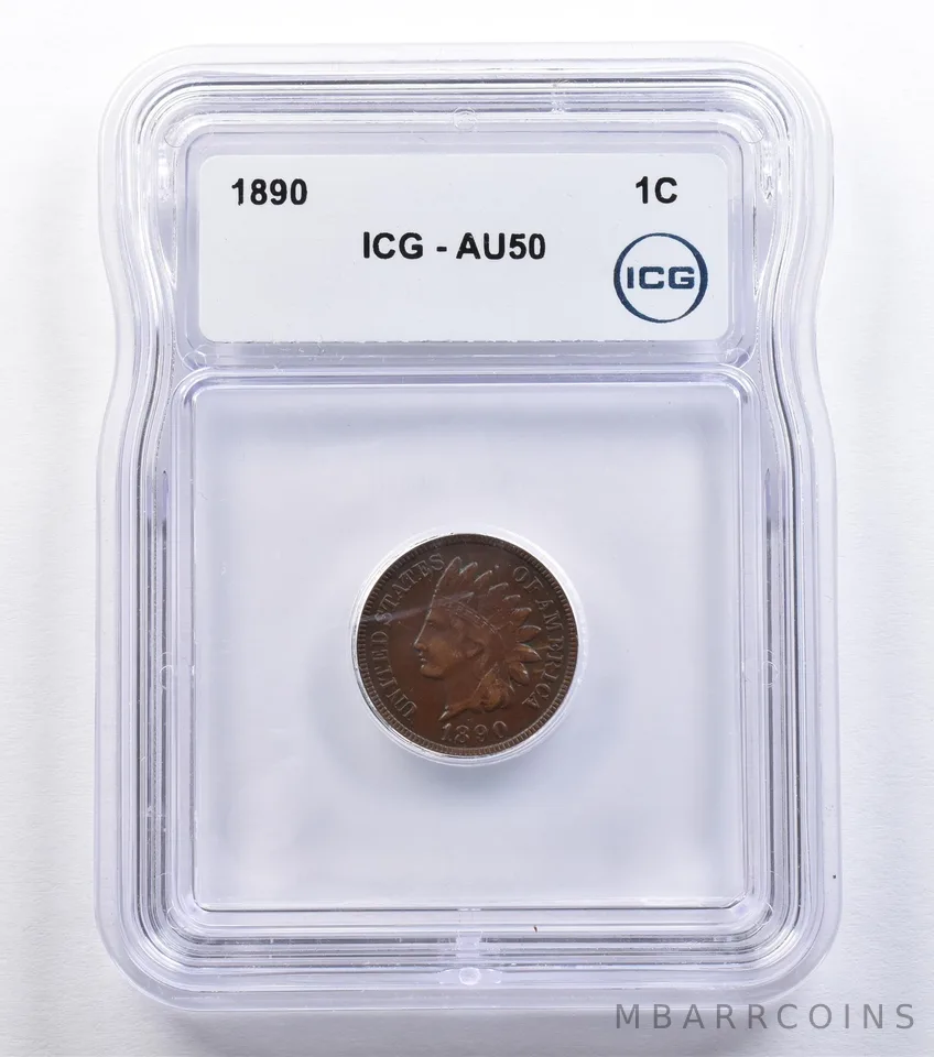 1890 Indian Head Cent AU50 ICG *2183