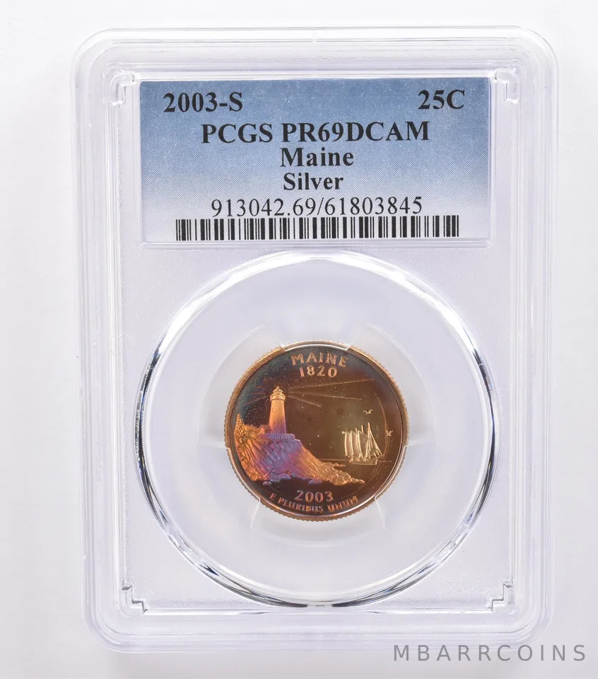 2003-S Washington State Quarter Maine Silver PR69 DCAM PCGS Beautiful Tone *8786