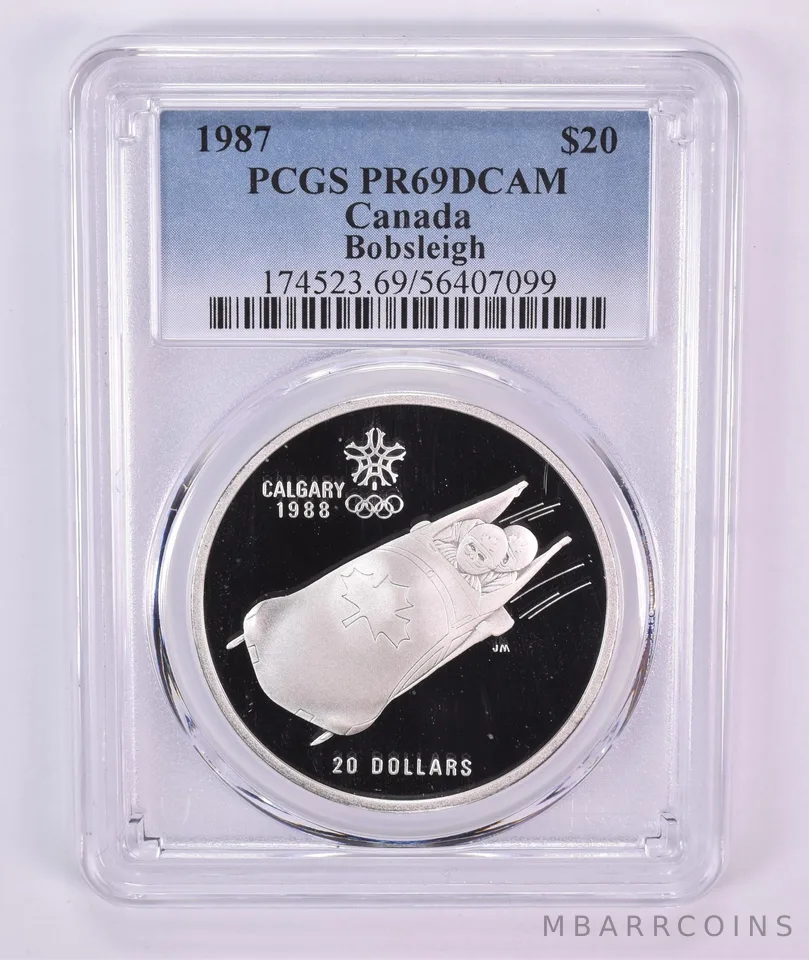 1987 Canada 20 Dollars Calgary Olympics Bobsleigh PR69 DCAM PCGS