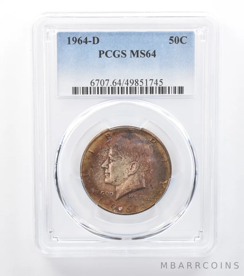 1964-D Kennedy Half Dollar MS64 PCGS Maroon Tone *7768