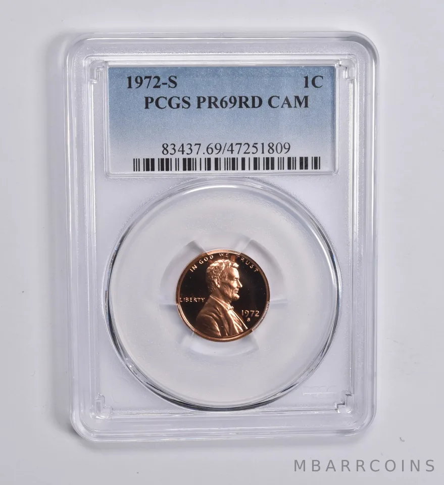 1972-S Lincoln Memorial Cent PR69 RD CAM PCGS Blue Label
