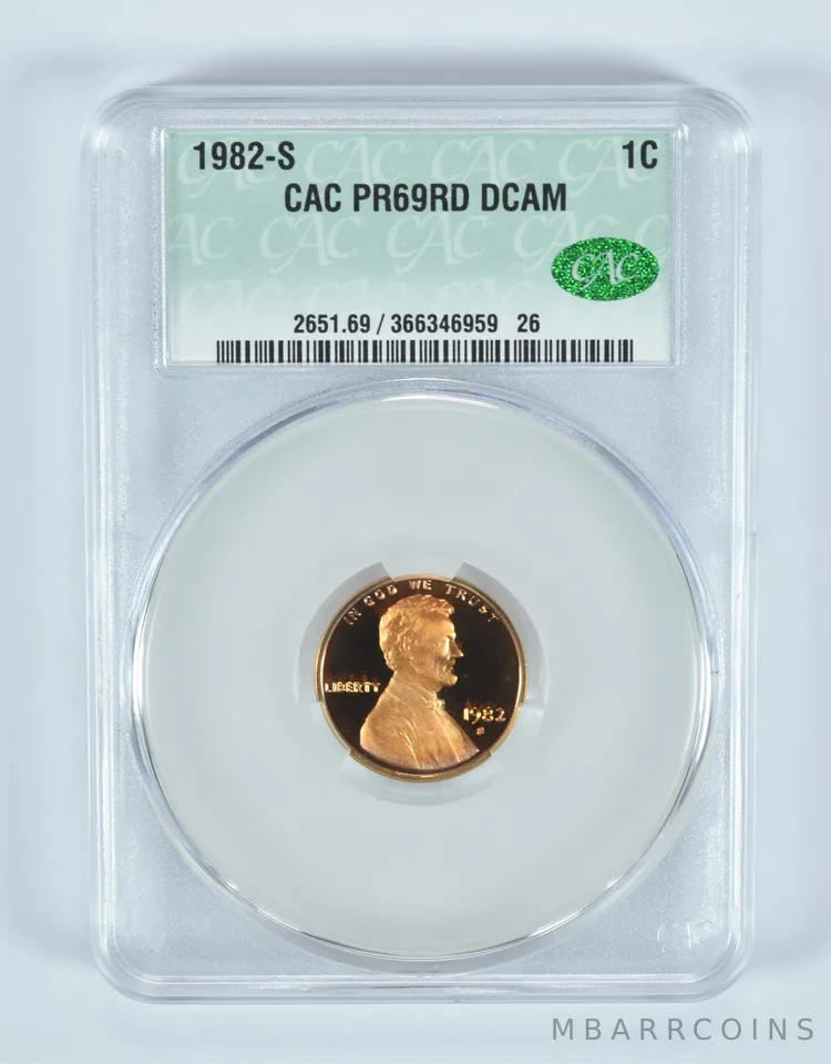 1982-S Lincoln Memorial Cent PR69 RD DCAM CAC CACg