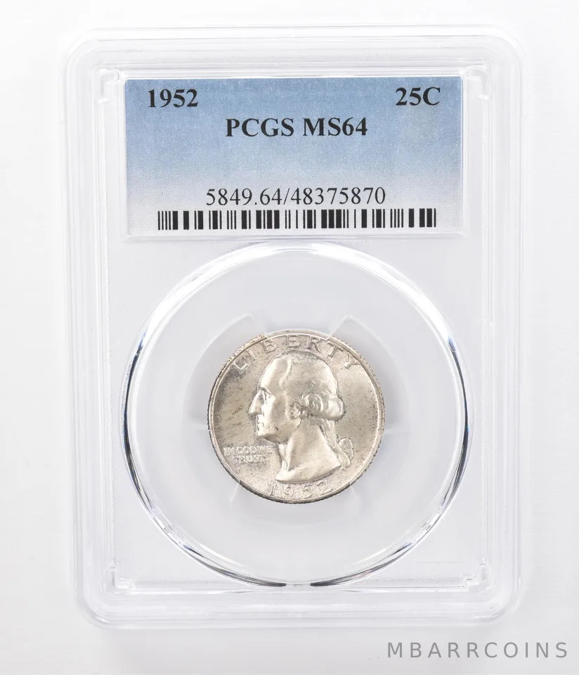 1952 Washington Quarter MS64 PCGS Beautifully Toned Reverse *7294