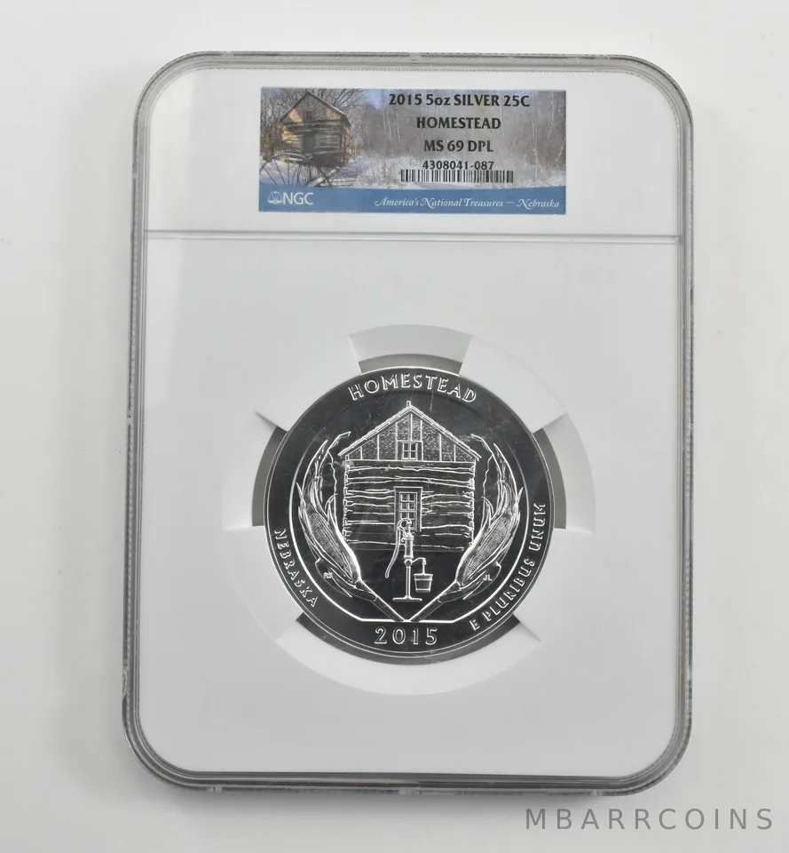 2015 5 Oz Silver Quarter America The Beautiful Homestead MS69 DPL NGC *1576