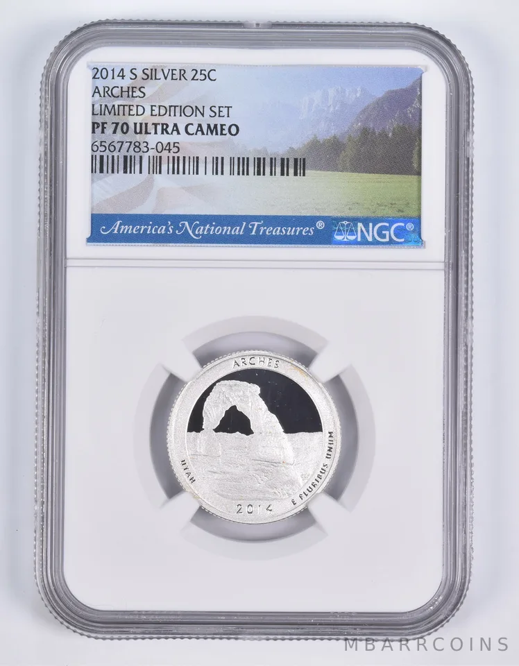 2014-S Silver PF70 ANT Arches Quarter Limited Edition NGC
