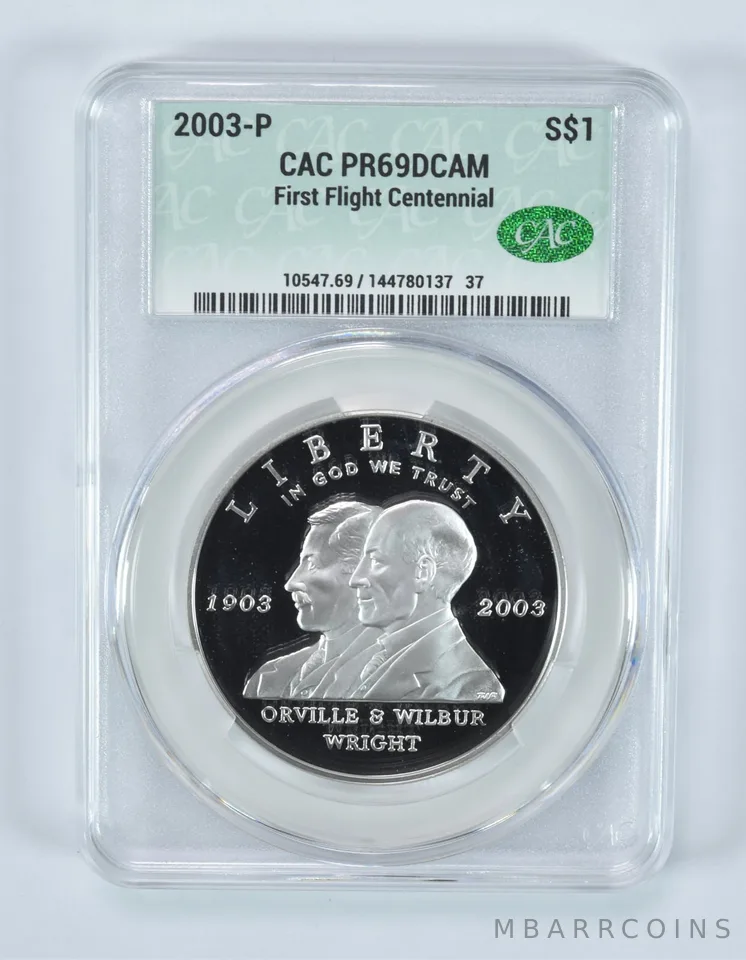 2003-P First Flight Commemorative Silver Dollar PR69 DCAM CAC CACg