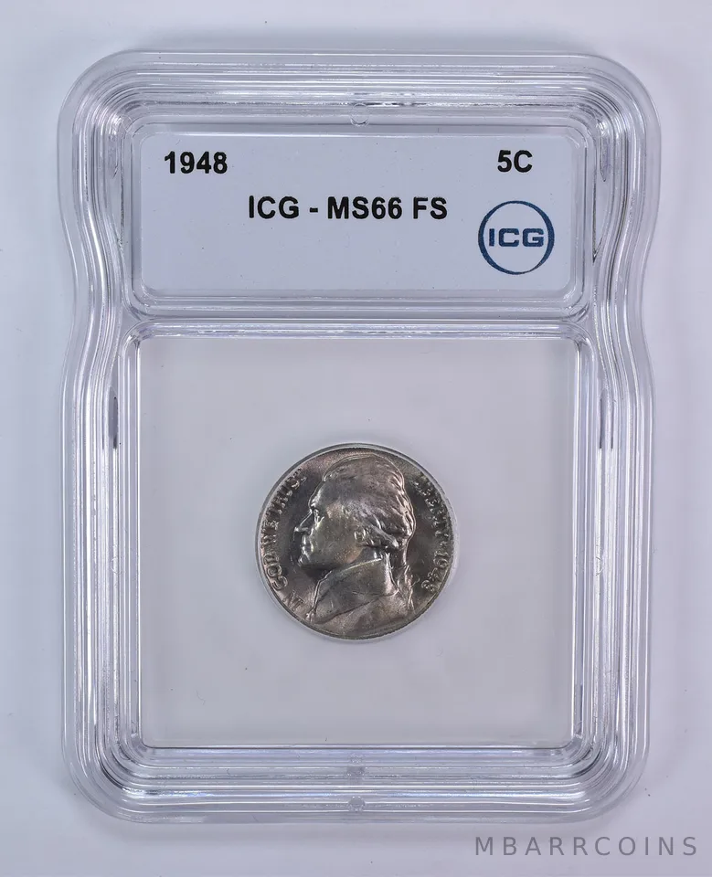 1948 Jefferson Nickel MS66 FS ICG