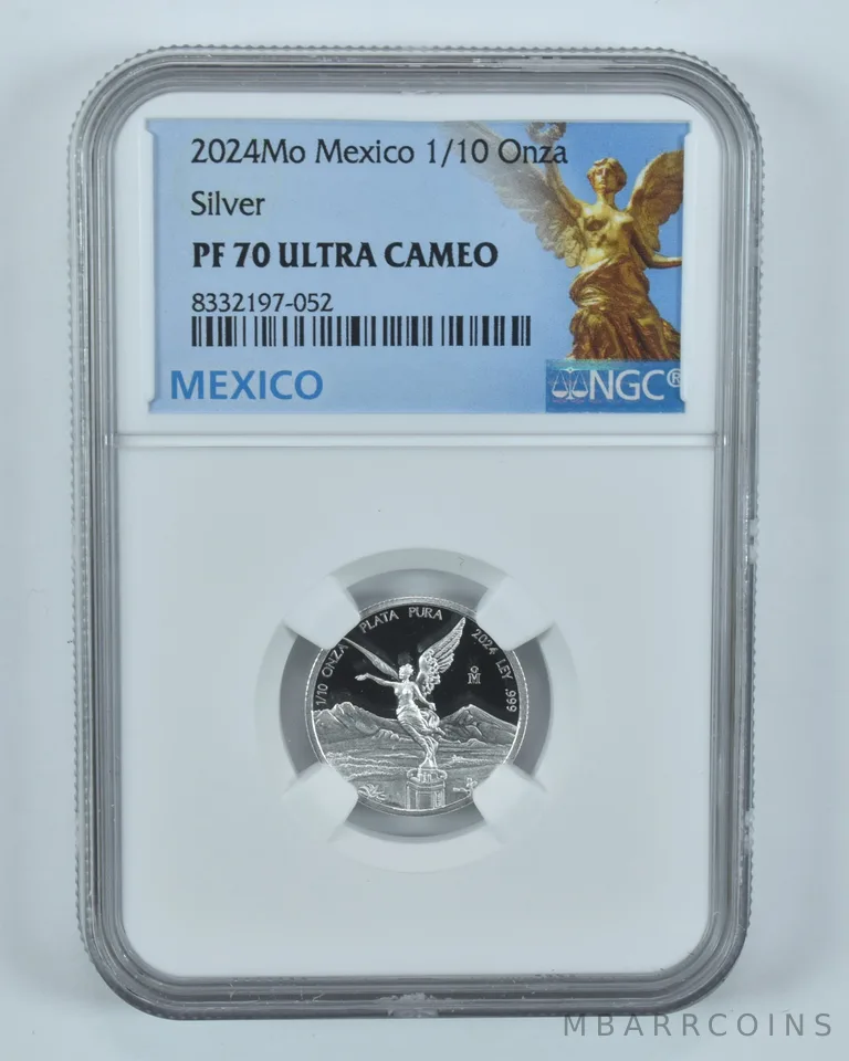 2024 Mo Mexico 1/10 Onza Silver Libertad PF70 UCAM NGC Mexico Label