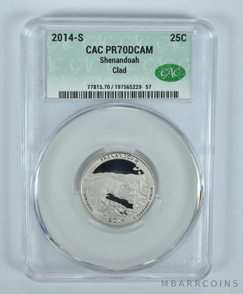 2014-S Washington Quarter Shenandoah CLAD ATB PR70 DCAM CAC CACg