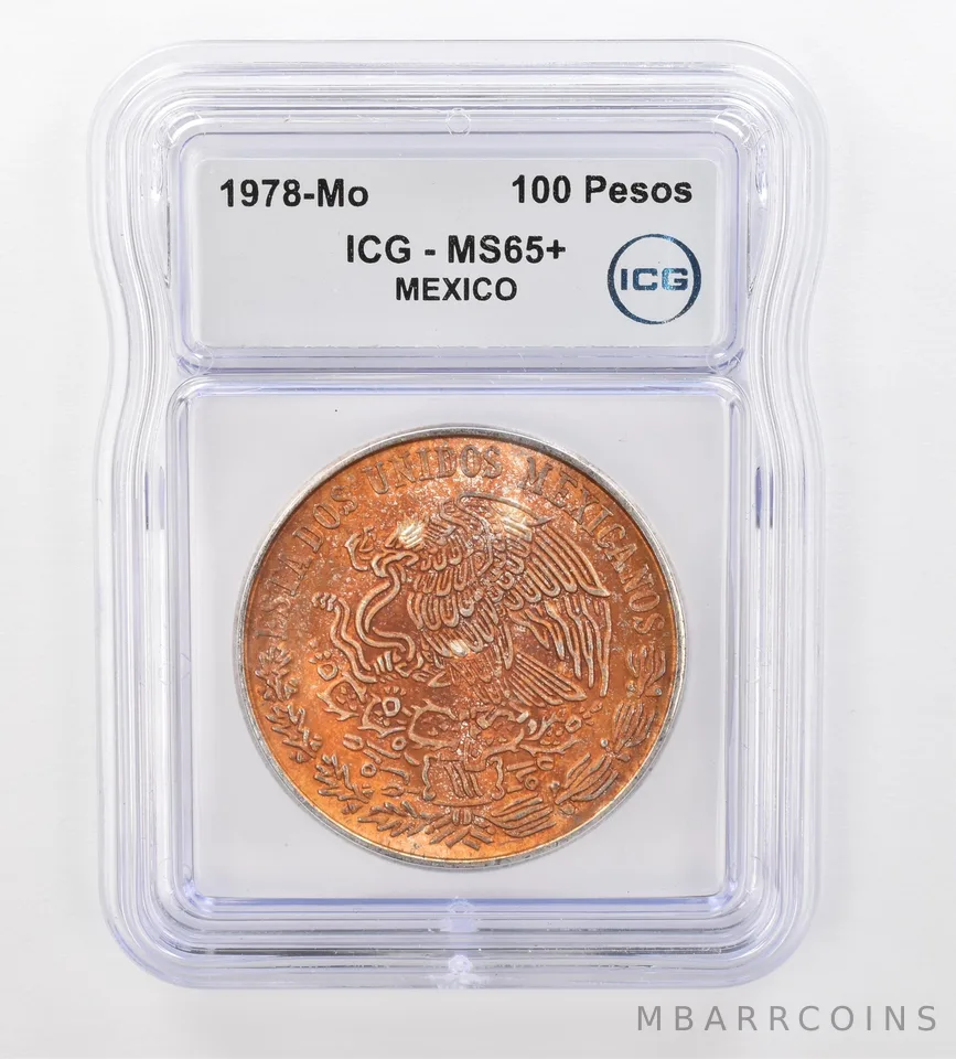 1978 Mo Mexico 100 Pesos Silver MS65+ ICG Beautiful Tone *0902