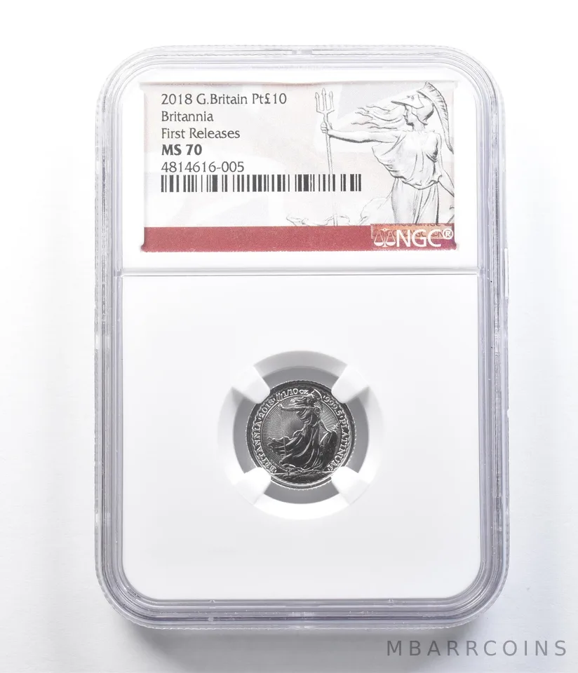2018 Great Britain 10 Pound Platinum Britannia First Releases MS70 NGC a1090