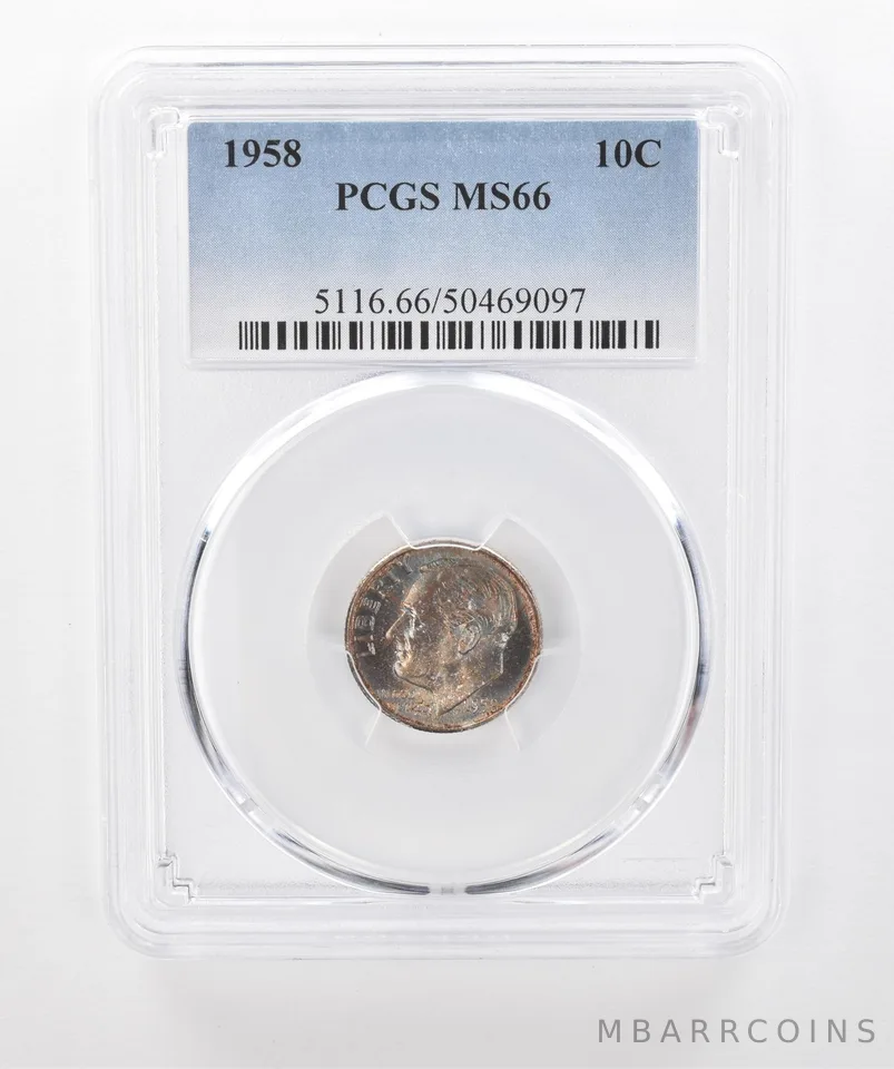 1958 Roosevelt Dime MS66 PCGS Beautiful Tone *1425