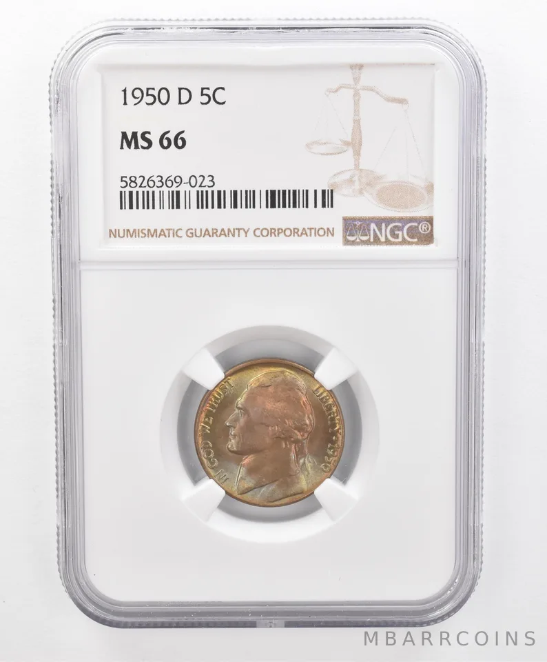 1950-D Jefferson Nickel MS66 NGC Beautiful Tone *2682