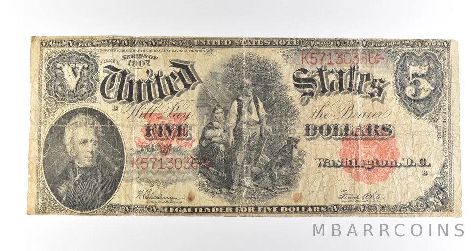1907 $5 Legal Tender Red Seal Large Note Fr#91 *4661