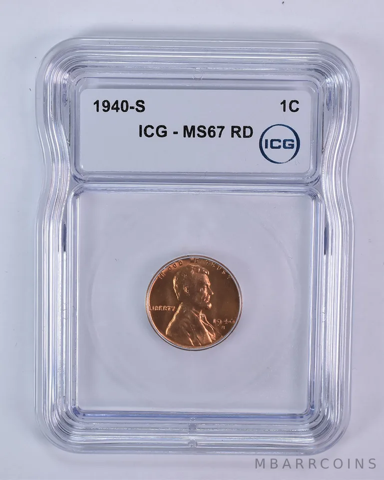 1940-S Lincoln Wheat Cent MS67 RD ICG