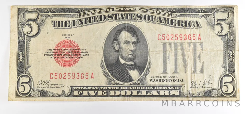 1928 A $5 Legal Tender Note Red Seal *6098