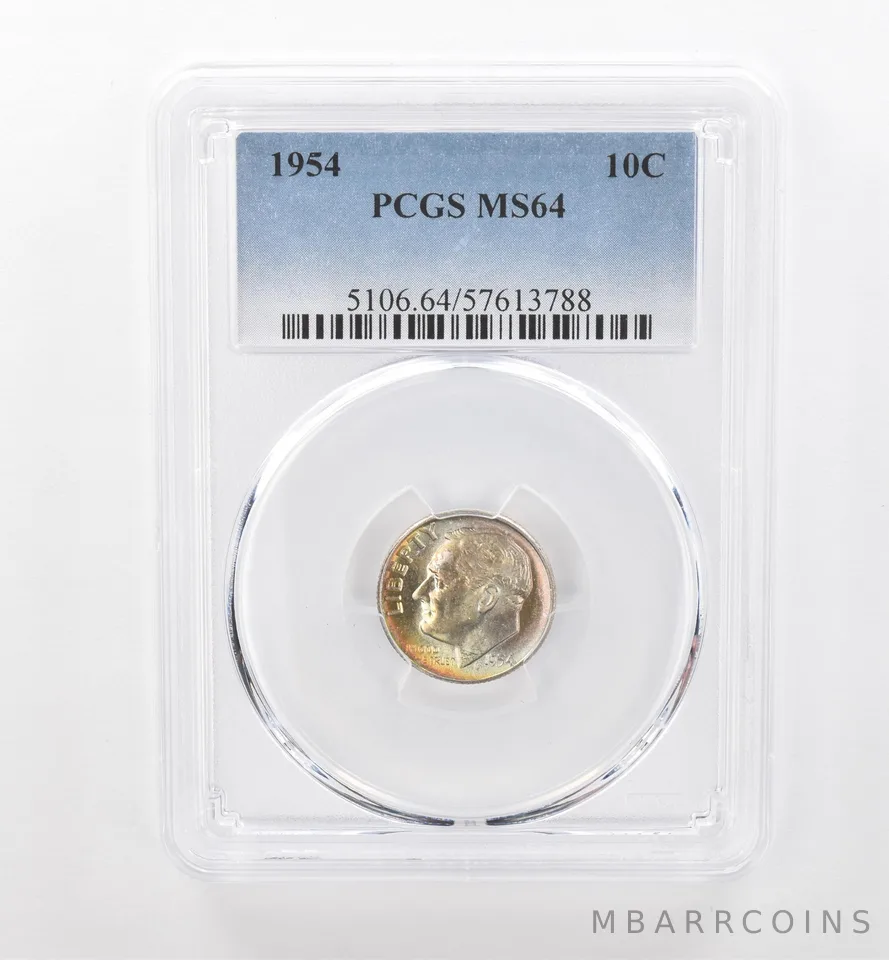 1954 Roosevelt Dime MS64 PCGS Beautiful Tone *1868