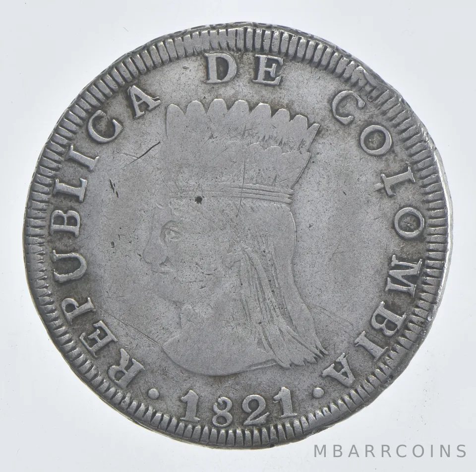 1821 Colombia 8 Reales Estate Coin Collection *291