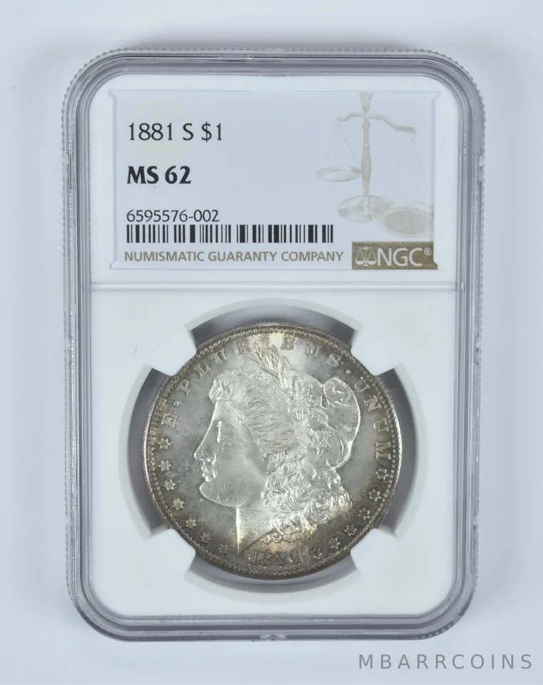 MS62 1881-S Morgan Silver Dollar NGC Beautifully Toned *8010