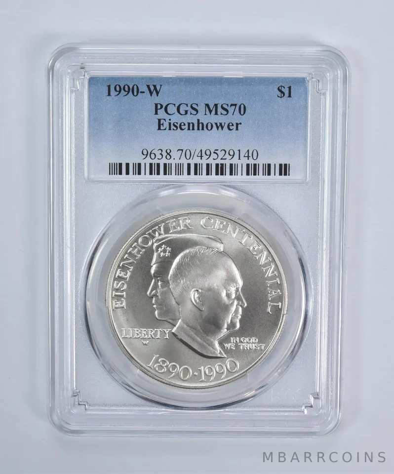 1990-W Eisenhower Commemorative Dollar MS70 PCGS Blue Label