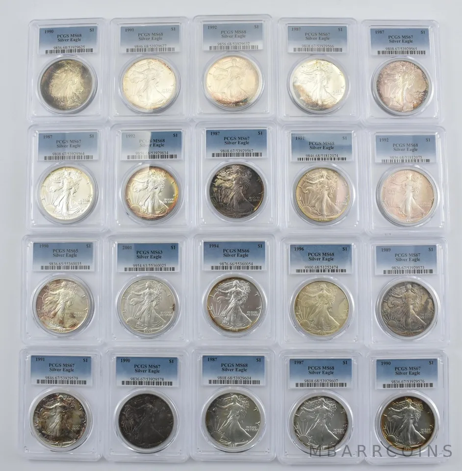 Lot (20) Nice Tone American Silver Eagle PCGS Holder *2878