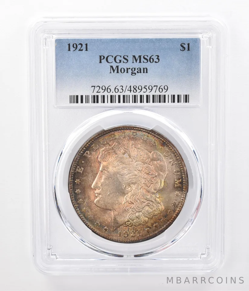 1921 Morgan Silver Dollar MS63 PCGS Beautifully Toned *7452