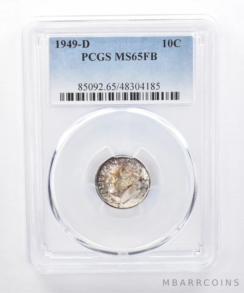 1949-D Roosevelt Dime MS65 FB PCGS Beautiful Tone *8389