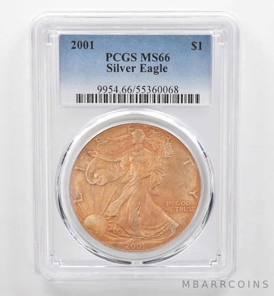 2001 American Silver Eagle MS66 PCGS Beautiful Tone *9518