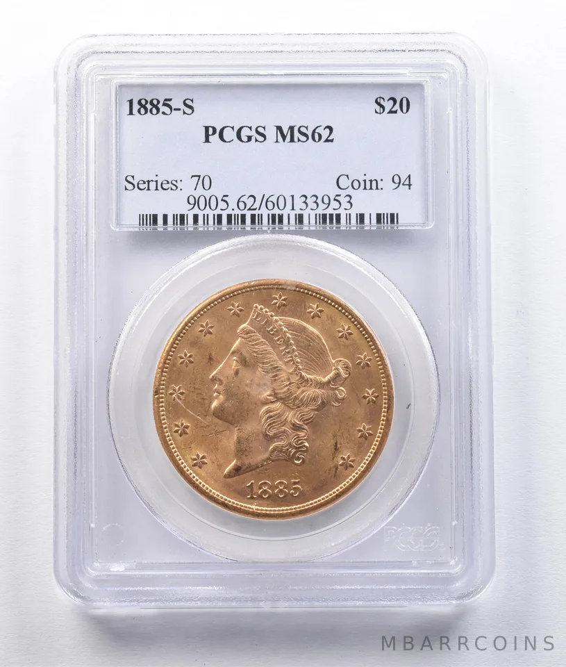 1885-S $20 Liberty Head Gold Double Eagle MS62 PCGS *2951