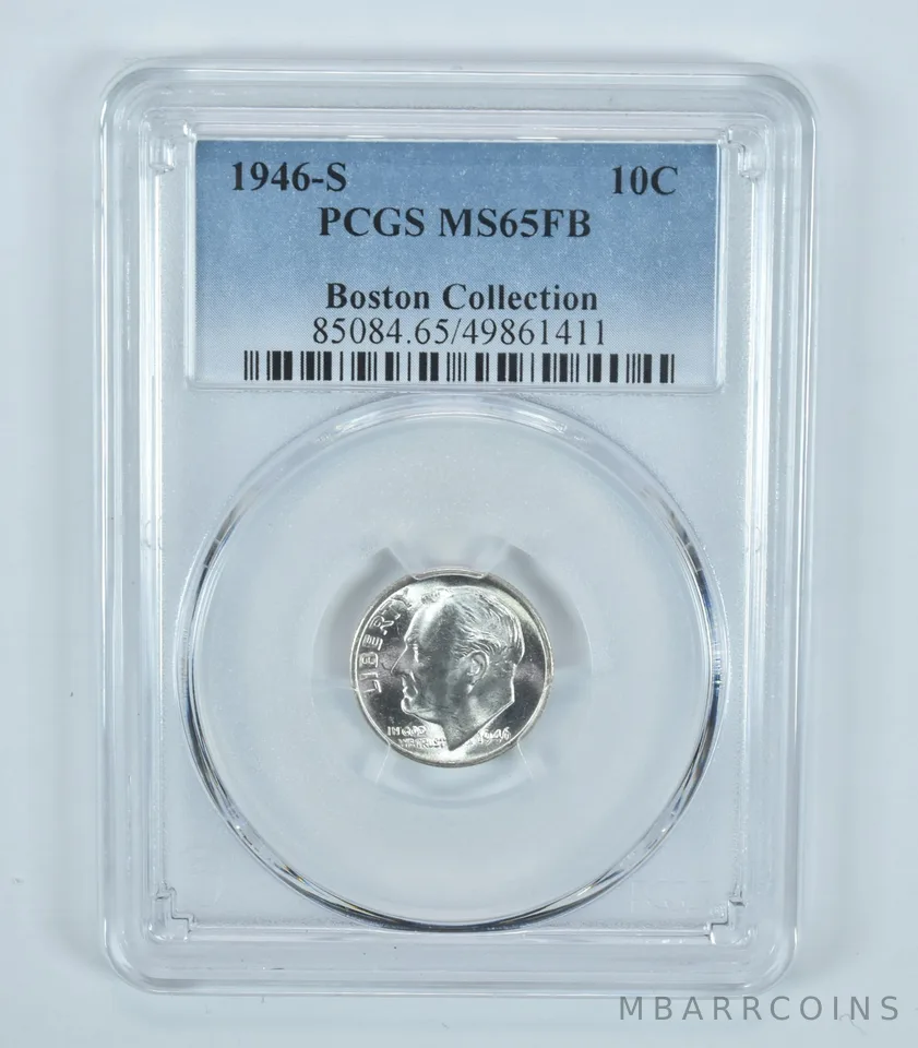 1946-S Roosevelt Dime Boston Collection MS65 FB PCGS Blue Label