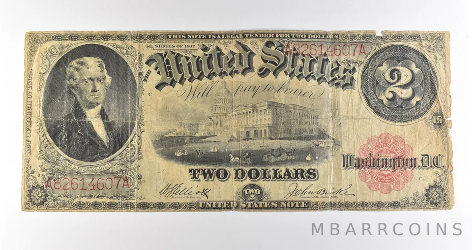 1917 $2 Legal Tender Red Seal Large Note Fr#58 *4693