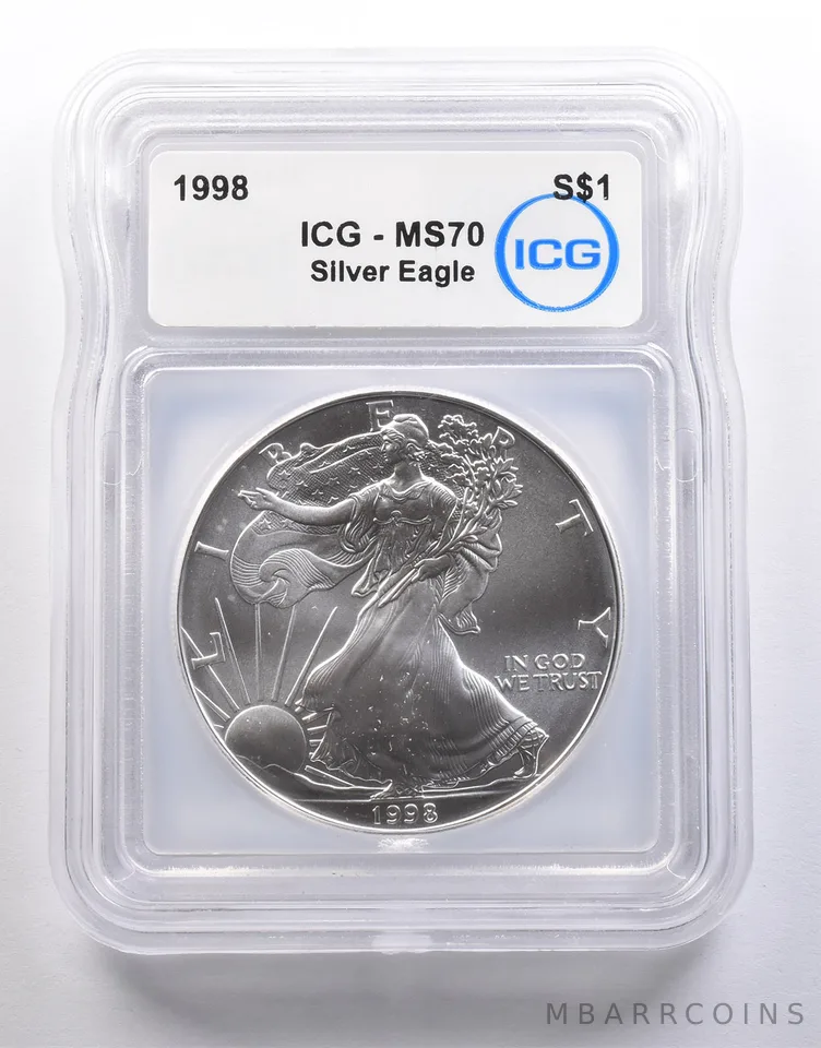 1998 American Silver Eagle MS70 ICG a6549