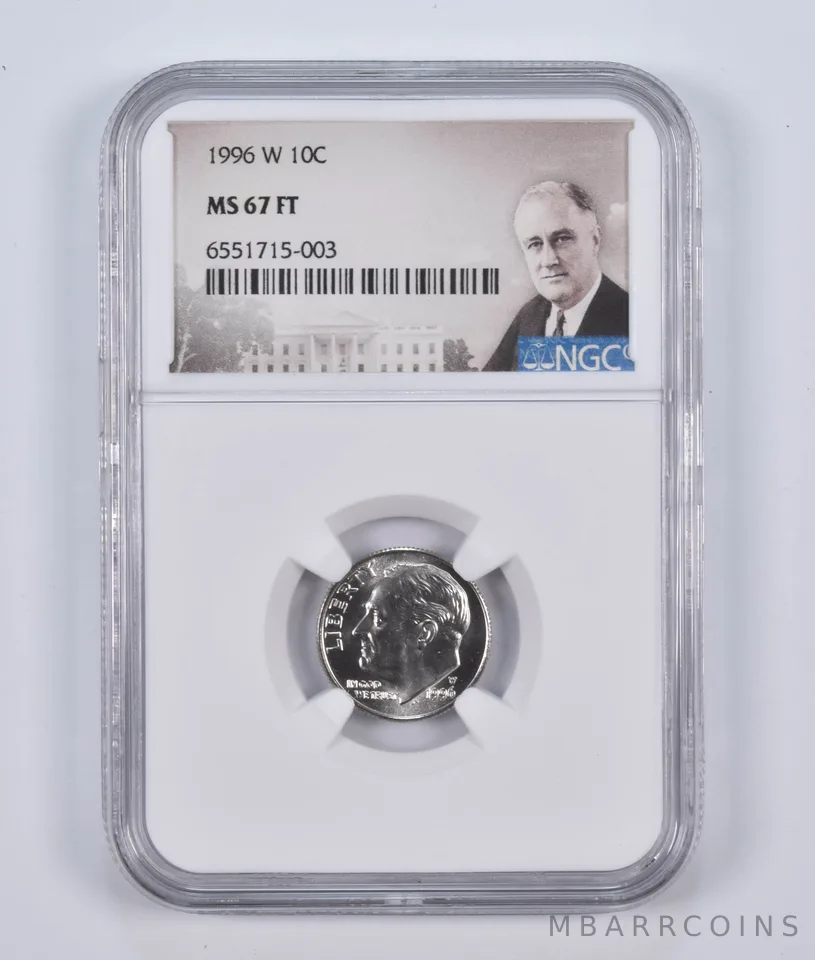 1996-W Roosevelt Dime MS67 FT NGC Special Lbl