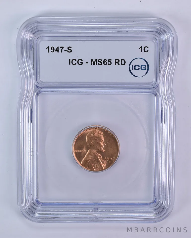 1947-S Lincoln Wheat Cent MS65 RD ICG