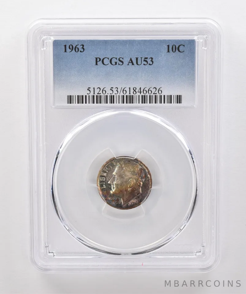 1963 Roosevelt Dime AU53 PCGS Beautiful Tone *1850