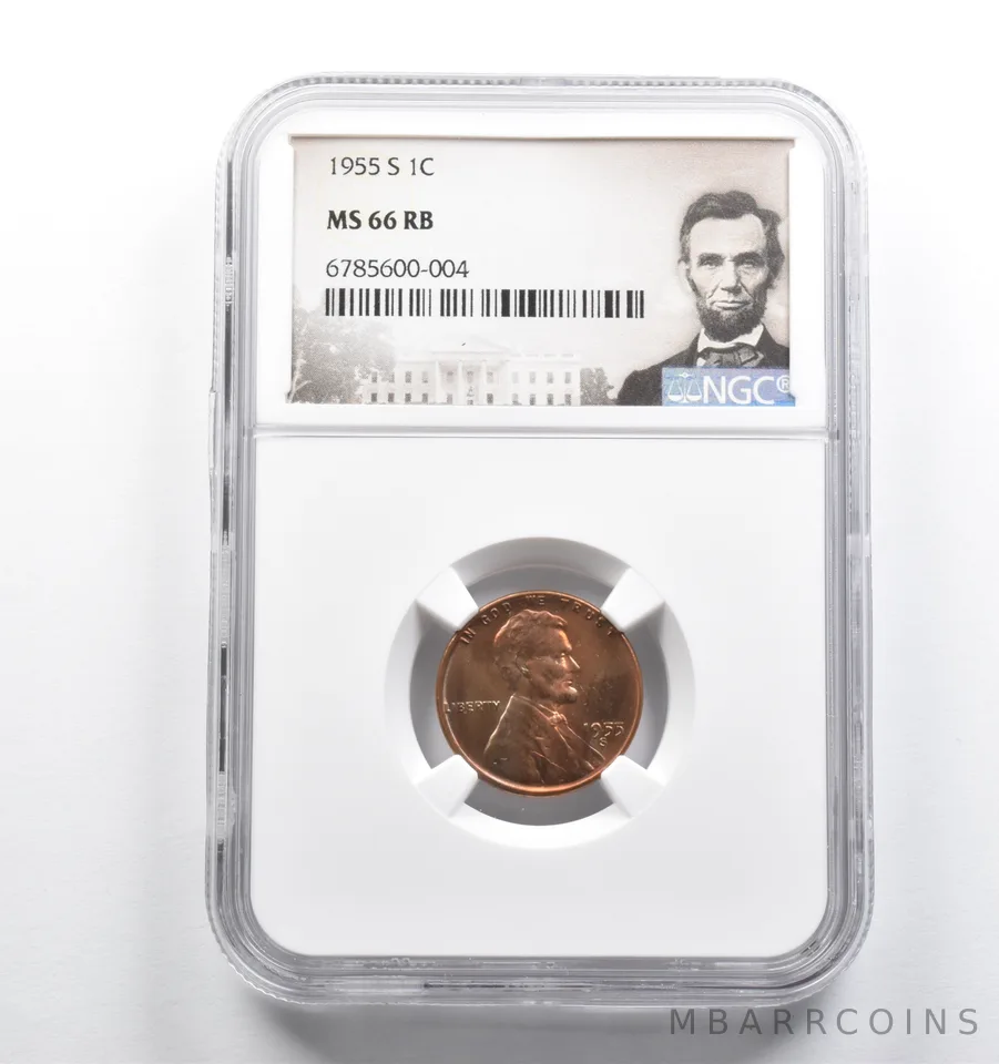 MS66 RB 1955-S Lincoln Wheat Cent NGC Color a4627