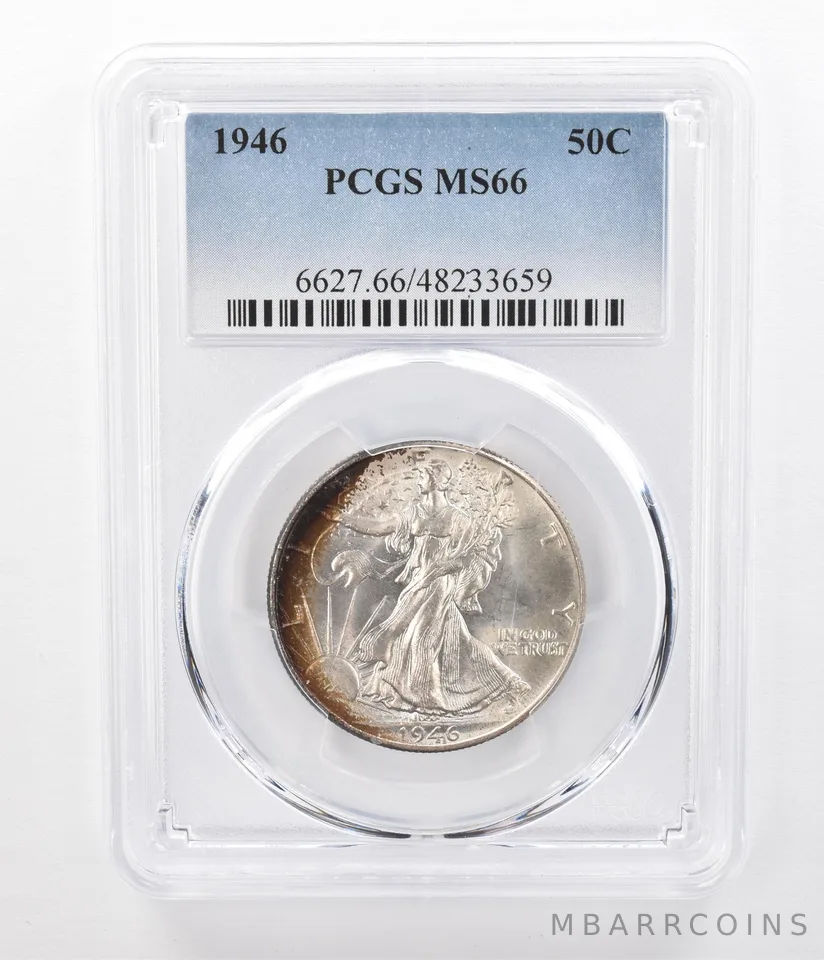 1946 Walking Liberty Half Dollar MS66 PCGS Beautifully Toned a9203