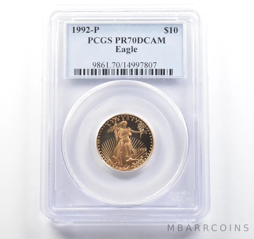 1992-P $10 American Gold Eagle 1/4 Oz Gold PR70 DCAM PCGS